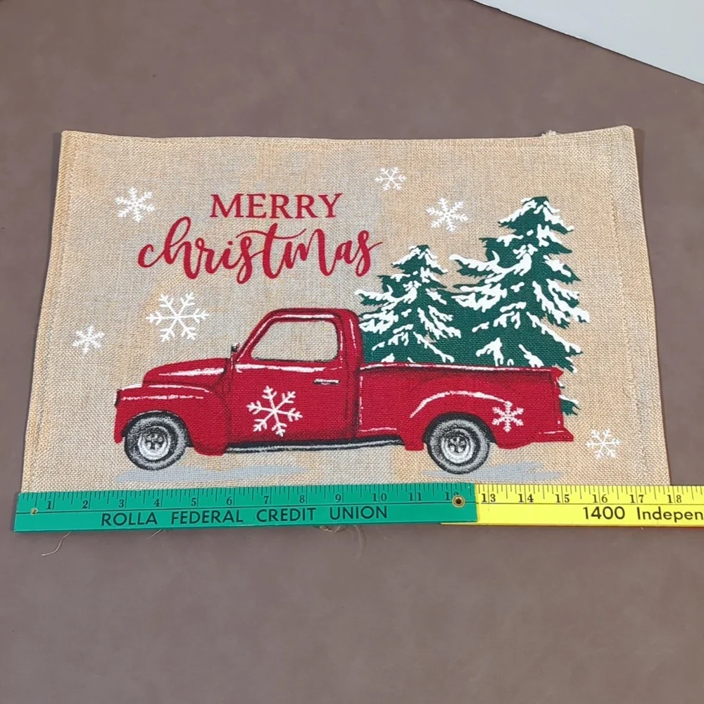 Stocking set of 2 Farm Fresh Christmas Trees and 2 Burlap Merry Christmas Pieces